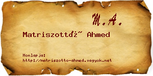 Matriszottó Ahmed névjegykártya